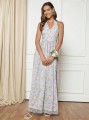 Niebieska sukienka maxi kwiaty (M)
