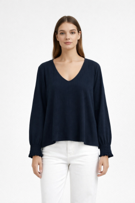 Granatowa bluzka długi rękaw (48)