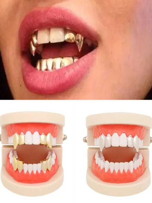 Srebrne ozdoby na zęby 2pack