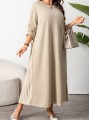 Beżowa sukienka łączone materiały (4XL)