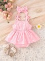 Różowy zestaw body opaska wzór (1-3M)