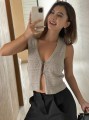 Szary top guziki (M)