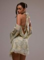 Wzorzysta sukienka mini open back (M)