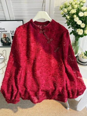 Bordowa bluzka długi rękaw (4XL)