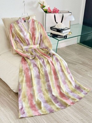 Kolorowa sukienka maxi guziki (XL)