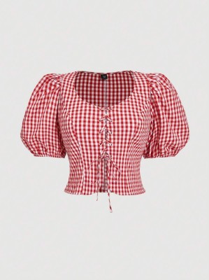 Dwukolorowy top kratka (0XL)