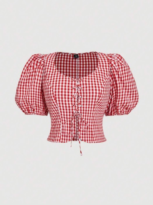 Dwukolorowy top kratka (0XL)
