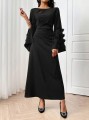 Czarna sukienka maxi cut out (M)