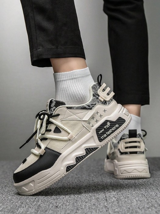 Beżowe buty sportowe nadruk (44)