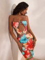 Kolorowa sukienka maxi cut out (L)
