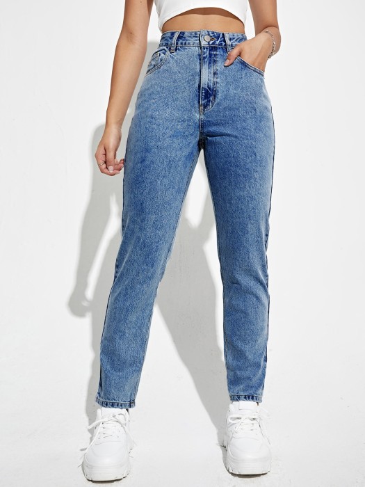 Niebieskie mom jeans 7/8 (34)