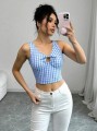 Dwukolorowy top kratka (XL)