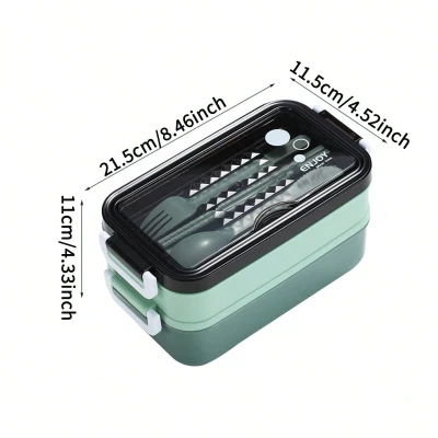Dwupoziomowy lunch box sztućce