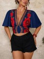 Granatowy top wzór (2XL)