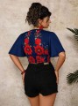 Granatowy top wzór (2XL)