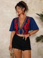 Granatowy top wzór (2XL)