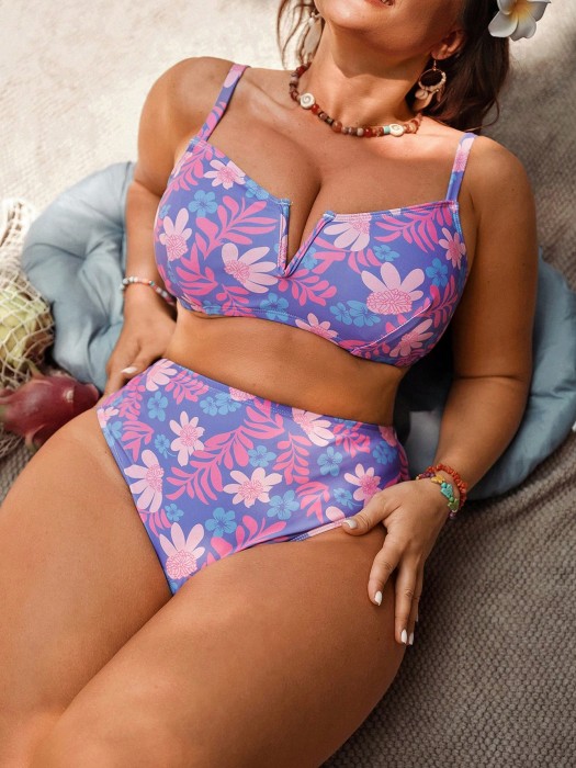 Fioletowy komplet bikini wzór (3XL)