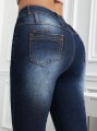 Granatowe jeansy rurki dziury (30)