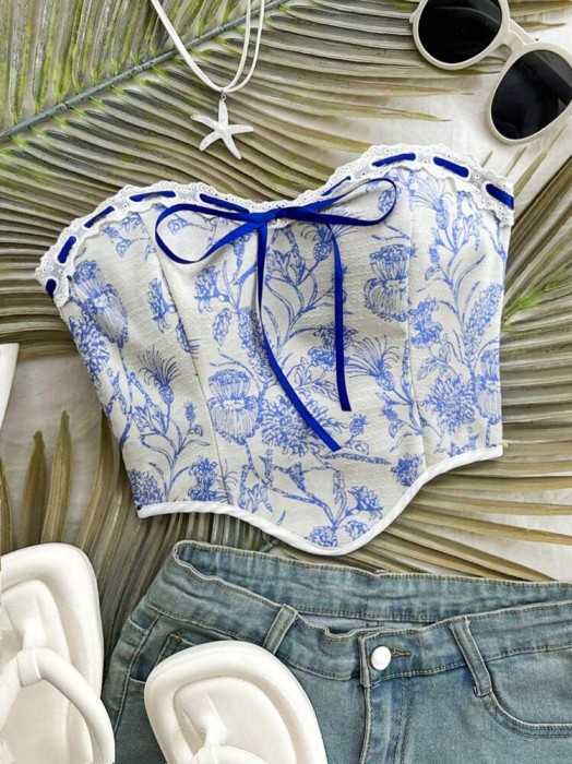 Beżowy top wzór (XL)