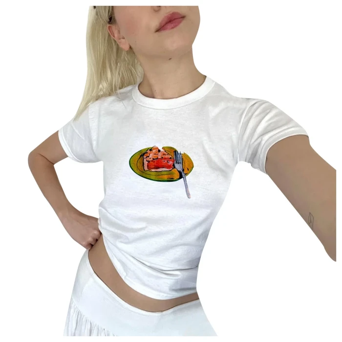 Biały t-shirt nadruk (L)
