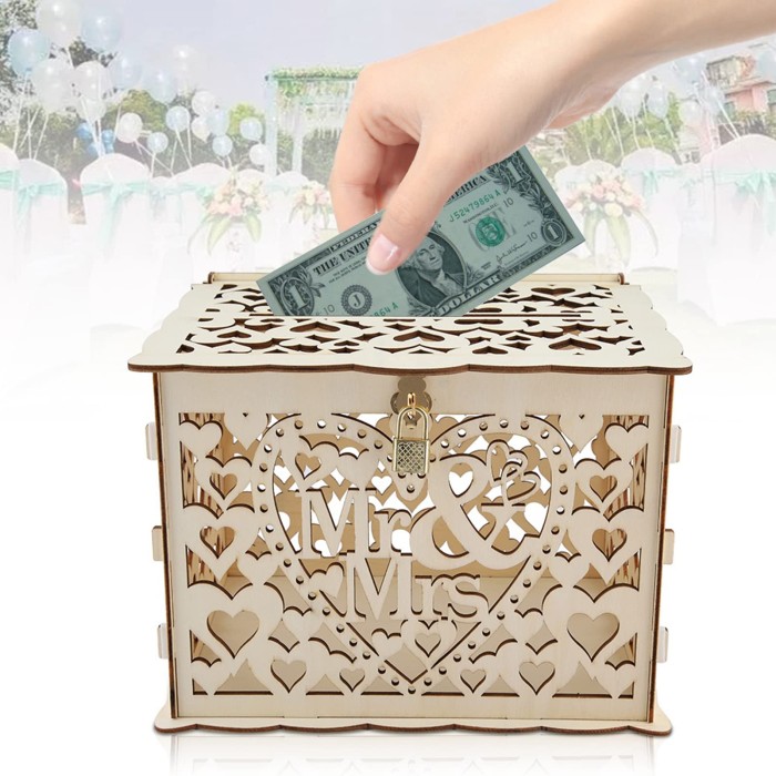 Drewniane pudełko ślubne na koperty