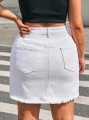 Biała jeansowa spódnica mini guziki (4XL)