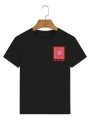 Czarny prosty t-shirt nadruk (L)