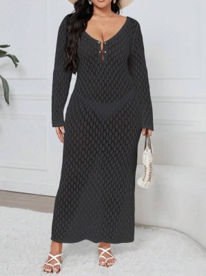 Grafitowa sukienka długi rękaw (2XL)