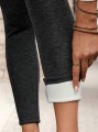 Grafitowe ocieplane legginsy (L)