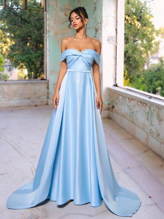 Niebieska asymetryczna sukienka maxi (XS)