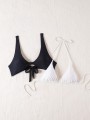 Biały czarny top bikini 2pack (S)