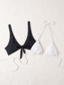 Biały czarny top bikini 2pack (M)