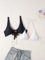 Biały czarny top bikini 2pack (M)