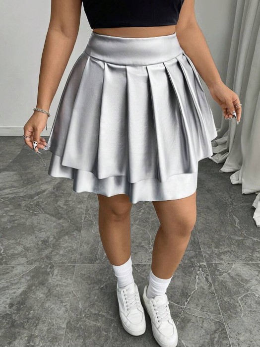 Srebrne szorty spódnica 2w1 (0XL)