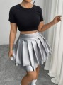 Srebrne szorty spódnica 2w1 (0XL)
