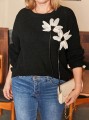 Czarny pleciony sweter długi rękaw (2XL)