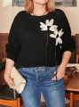 Czarny pleciony sweter długi rękaw (2XL)