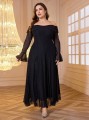 Czarna sukienka maxi odkryte ramiona (1XL)
