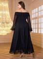 Czarna sukienka maxi odkryte ramiona (1XL)