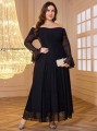 Czarna sukienka maxi odkryte ramiona (1XL)