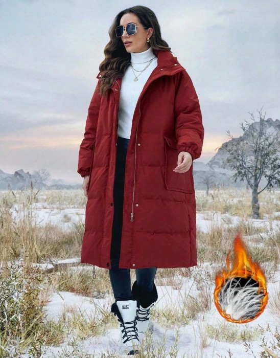 Czerwony płaszcz oversize (S)