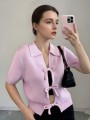 Różowy sweter krótki rękaw (M)