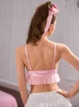 Jasnoróżowy bralet koronka (XL)