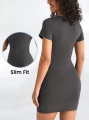 Szara sukienka mini krótki rękaw (S)
