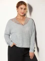 Szary melanżowy sweter koronka (2XL)