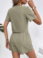 Khaki komplet spodenki bluzka (M)