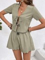 Khaki komplet spodenki bluzka (M)