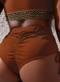 Brązowy prążkowany dół bikini (3XL)