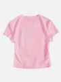 Różowy krótki t-shirt nadruk (L)