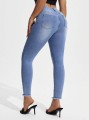 Niebieskie jeansy rurki dziury (M)